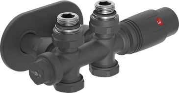 Mexen G00 termostatinis kampinis/tiesus komplektas su dangteliu R, Duplex, DN50, antracitas - W908-900-905-66