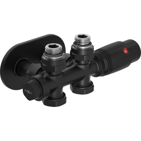Mexen G00 termostatinis kampinis/tiesus rinkinys su dangteliu R, Duplex, DN50, juodas - W908-900-905-70