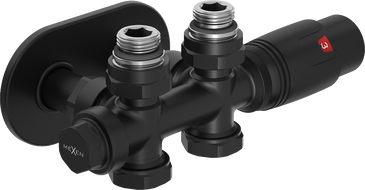 Mexen G00 termostatinis kampinis/tiesus rinkinys su dangteliu R, Duplex, DN50, juodas - W908-900-905-70