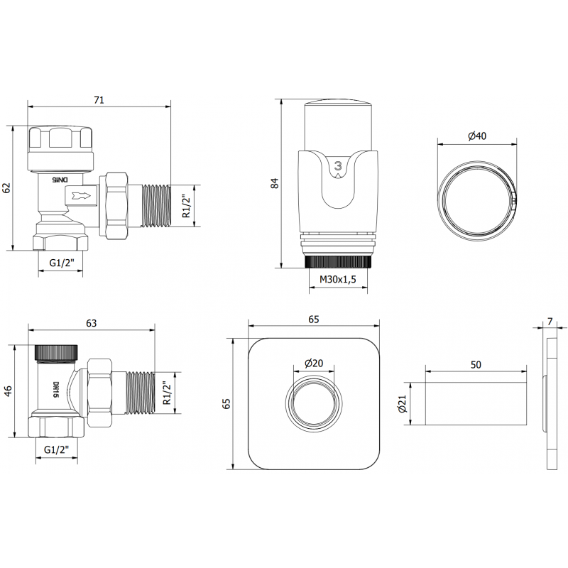 Mexen G00 termostatinis kampinis rinkinys su maskuotė S, auksinis - W901-900-909-50