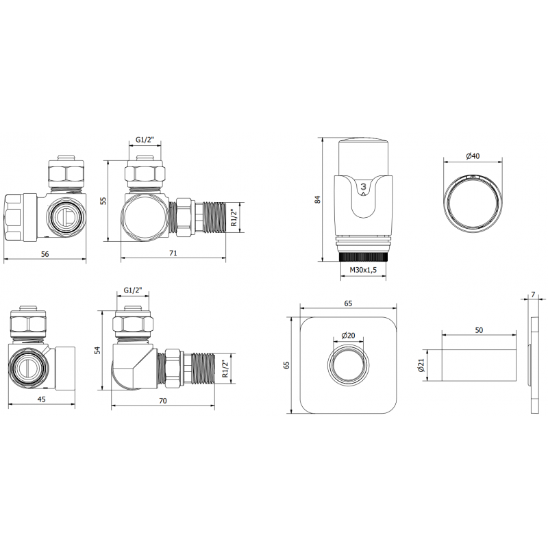 Mexen G00 ašinis termostatinis rinkinys su dangteliu S, juodas - W903-900-909-70