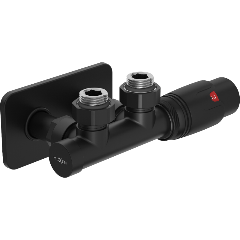 Mexen G00 kampinis termostatinis komplektas su S dangteliu, Duplex, DN50, juodas - W907-900-910-70