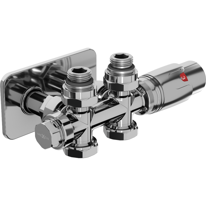 Mexen G00 kampinis/tiesus termostatinis komplektas su S, Duplex, DN50 chromuota, - W908-900-910-01