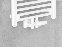 Mexen G00 termostatinis kampinis/tiesus komplektas su S tipo apdaila, Duplex, DN50, baltas - W908-900-910-20