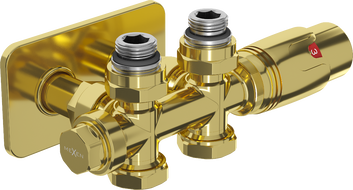 Mexen G00 kampinis/tiesus termostatinis komplektas su S dangteliu, Duplex, DN50, auksinis - W908-900-910-50