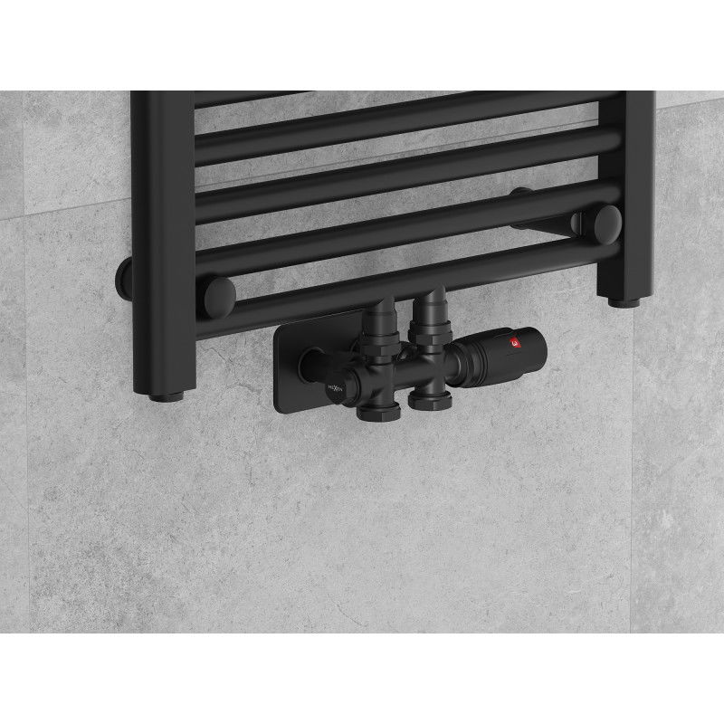 Mexen G00 termostatinis kampinis/tiesus komplektas su S danga, Duplex, DN50, juodas - W908-900-910-70