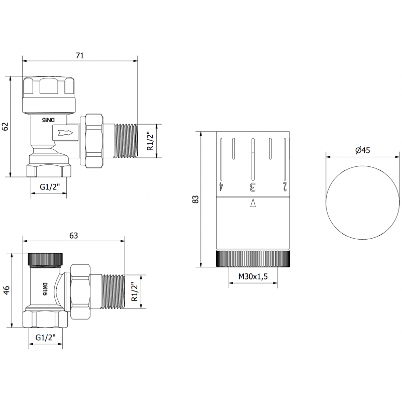 Mexen G05 kampinis termostatinis rinkinys, antracitas - W901-958-66