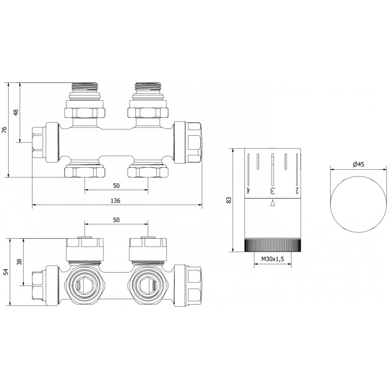 Mexen G05 ašinė termostatinė sistema, juoda - W903-958-70