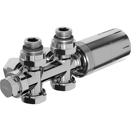 Mexen G05 termostatinis kampinis/tiesus rinkinys, Duplex, DN50, chromas - W908-958-01