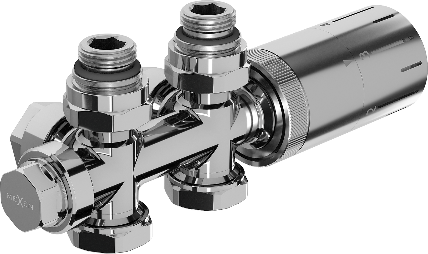 Mexen G05 termostatinis kampinis/tiesus komplektas, Duplex, DN50, chromas - W908-958-01