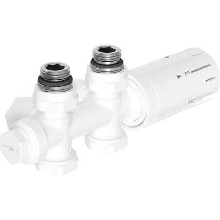 Mexen G05 termostatinis rinkinys, kampinis/tiesus, Duplex, DN50, baltas - W908-958-20