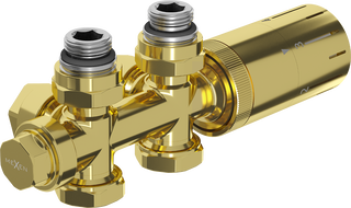 Mexen G05 termostatinių kampinių/tiesių vožtuvų rinkinys, Duplex, DN50, auksinis - W908-958-50