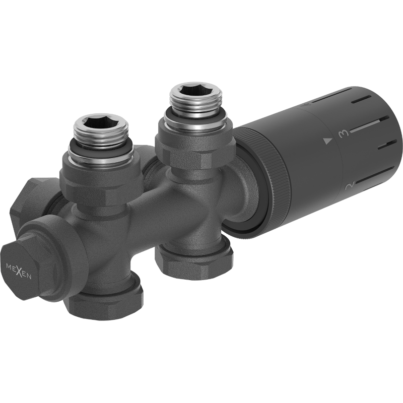 Mexen G05 termostatinis kampinis/tiesus komplektas, Duplex, DN50, antracitas - W908-958-66