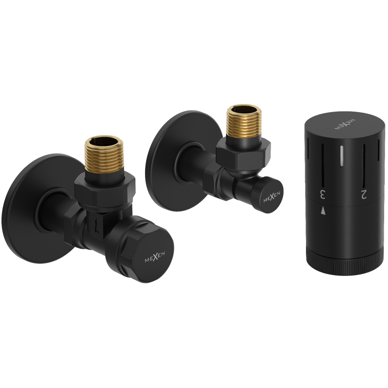 Mexen G05 termostatinis rinkinys kampinis su dangteliu R, juodas - W901-958-904-70