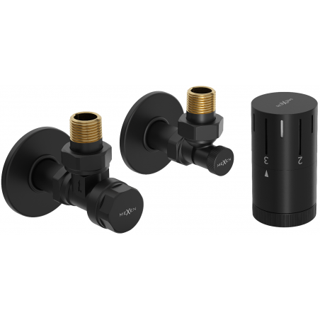 Mexen G05 termostatinis rinkinys kampinis su dangteliu R, juodas - W901-958-904-70