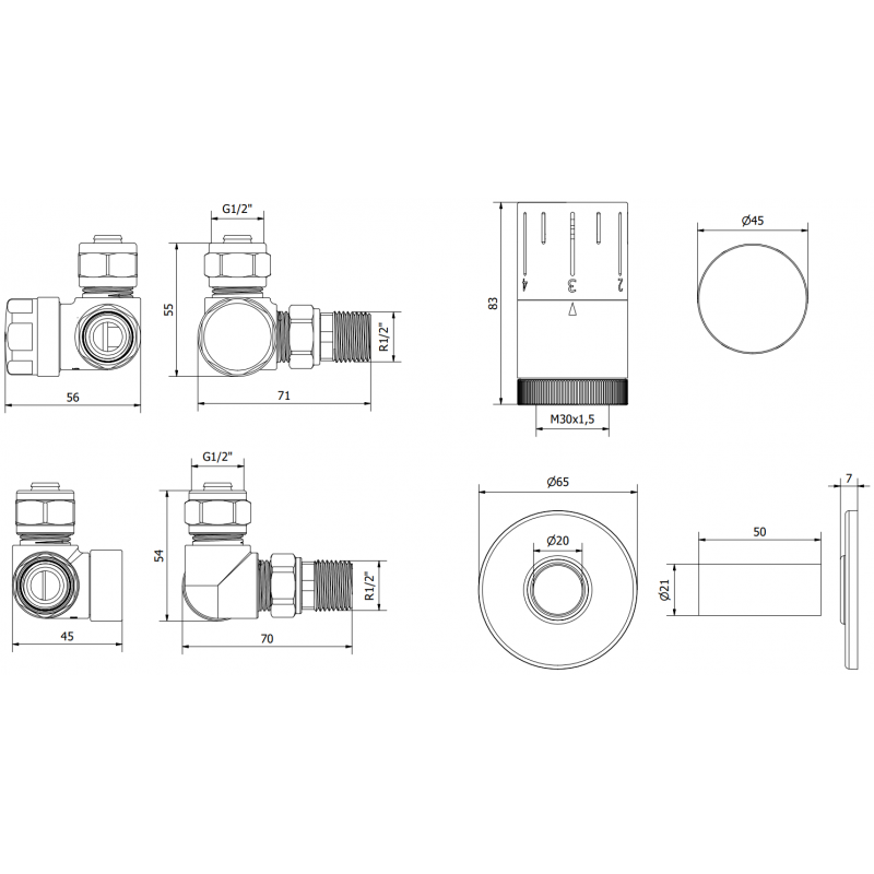 Mexen G05 termostatinis rinkinys su ašine maskuote R, chromas - W903-958-904-01