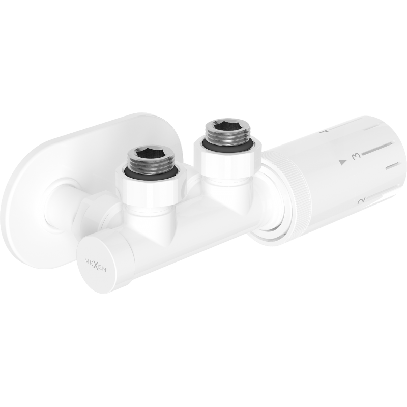 Mexen G05 termostatinis kampinis rinkinys su dangteliu R, Duplex, DN50, baltas - W907-958-905-20