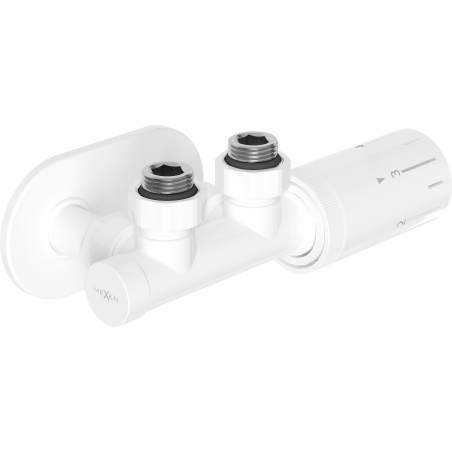 Mexen G05 termostatinis kampinis rinkinys su dangteliu R, Duplex, DN50, baltas - W907-958-905-20