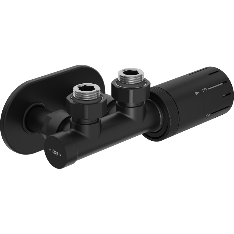 Mexen G05 termostatinio kampinio komplektas su dangteliu R, Duplex, DN50, juodas - W907-958-905-70