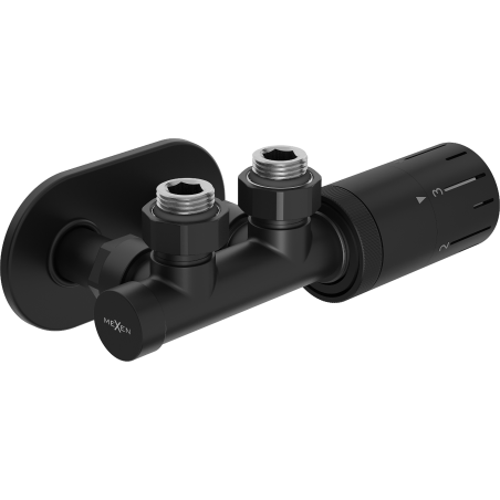 Mexen G05 termostatinio kampinio komplektas su dangteliu R, Duplex, DN50, juodas - W907-958-905-70