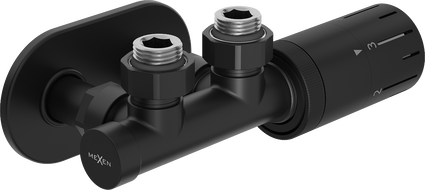 Mexen G05 termostatinio kampinio komplektas su dangteliu R, Duplex, DN50, juodas - W907-958-905-70