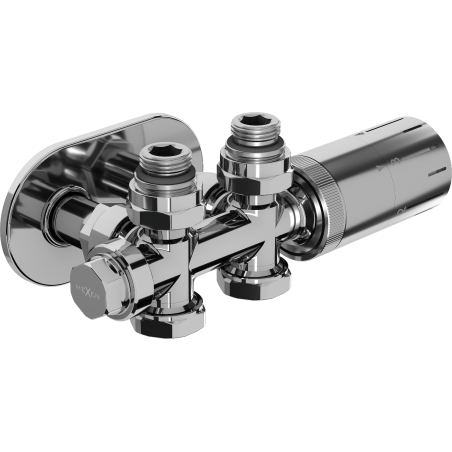 Mexen G05 termostatinis rinkinys kampinis/tiesus su dangteliu R, Duplex, DN50, chromas - W908-958-905-01