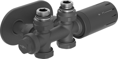 Mexen G05 termostatinių vožtuvų komplektas kampinis/tiesus su dangteliu R, Duplex, DN50, antracitas - W908-958-905-66