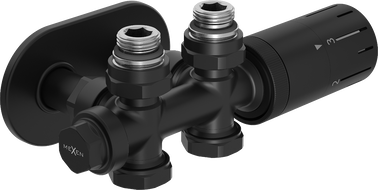 Mexen G05 kampinis/tiesus termostatinis rinkinys su dangteliu R, Duplex, DN50, juodas - W908-958-905-70