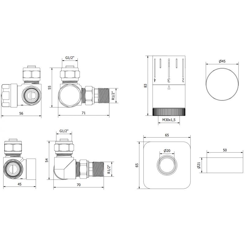 Mexen G05 ašinė termostatinė rinkinys su dangteliu S, chromas - W903-958-909-01