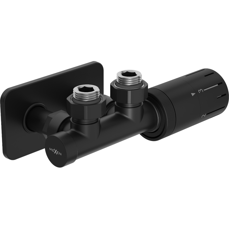 Mexen G05 termostatinis kampinis rinkinis su S formos aptaisu, Duplex, DN50, juodas - W907-958-910-70