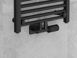Mexen G05 termostatinis kampinis rinkinis su S formos aptaisu, Duplex, DN50, juodas - W907-958-910-70
