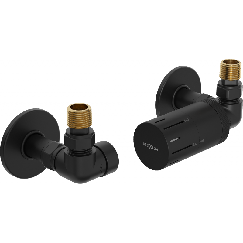 Mexen G05 ašinės termostatinės galvutės rinkinys su R dangteliu, juodas - W903-958-904-70