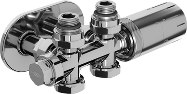 Mexen G05 termostatinis rinkinys kampinis/tiesus su dekoratyvine plokšte S, Duplex, DN50, chromas - W908-958-910-01
