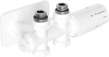 Mexen G05 termostatinis komplektas kampinis/tiesus su S dangteliu, Duplex, DN50, baltas - W908-958-910-20