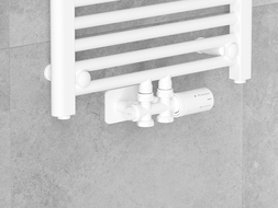 Mexen G05 termostatinis komplektas kampinis/tiesus su S dangteliu, Duplex, DN50, baltas - W908-958-910-20