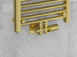 Mexen G05 termostatinis komplektas kampinis/tiesus su S, Duplex, DN50, auksinis danga - W908-958-910-50