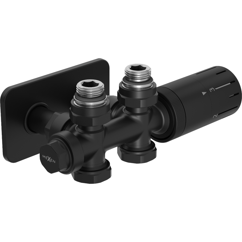 Mexen G05 termostatinio kampinio/tiesaus su dangteliu S, Duplex, DN50, juodas - W908-958-910-70
