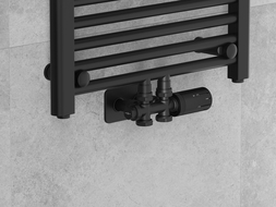 Mexen G05 termostatinis kampinis arba tiesus komplektas su S dangteliu, Duplex, DN50, juodas - W908-958-910-70