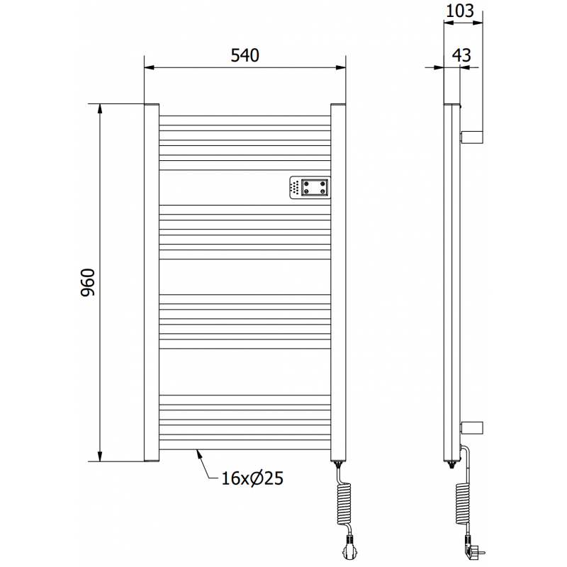 Mexen Aran elektrinis radiatorius 960 x 500 mm, 500 W, juodas - W306-0960-540-00-70