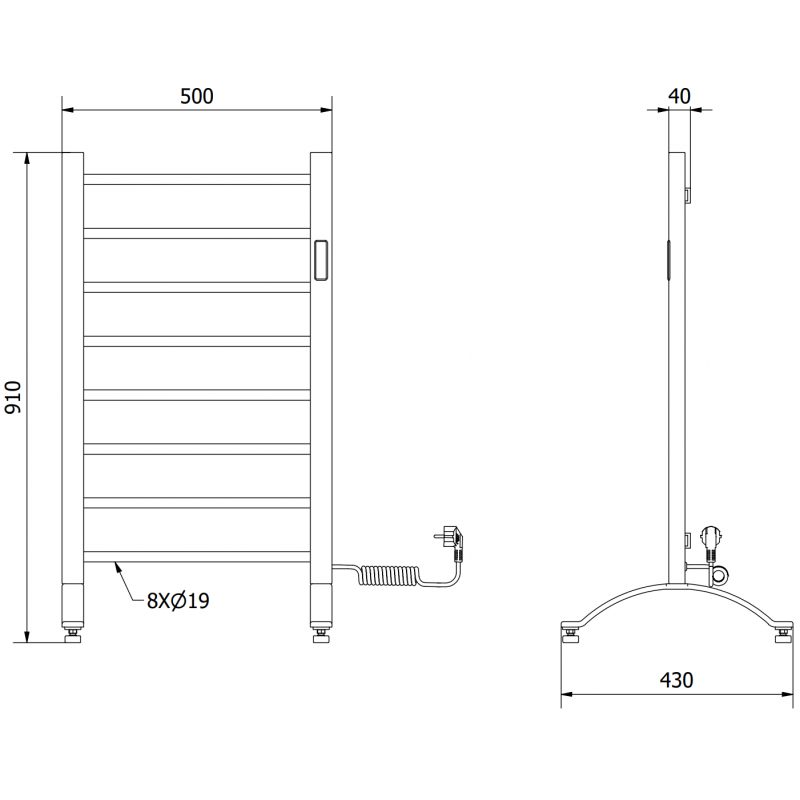 Mexen Oso elektrinis šildytuvas 2in1 pastatomas 910 x 500 mm, 200 W, baltas - W304-0910-500-00-20