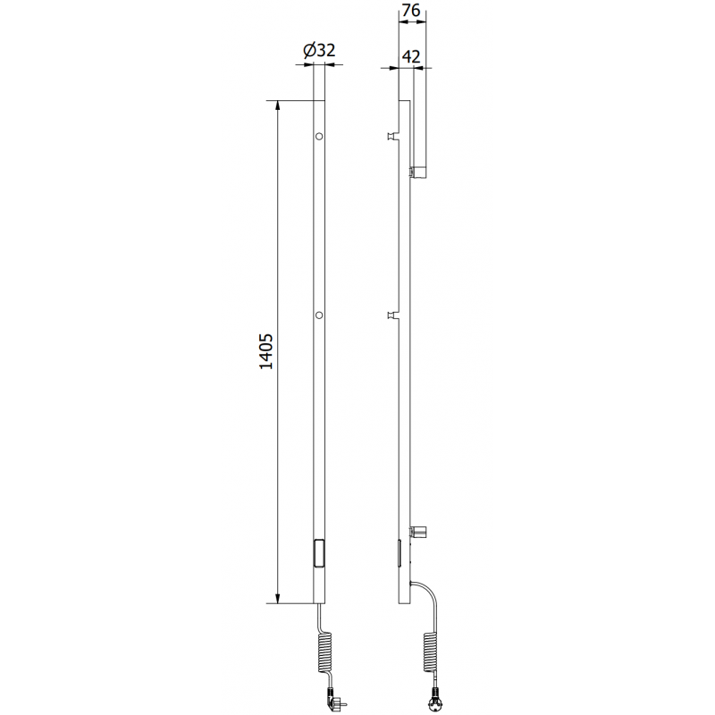 Mexen Pino elektrinis radiatorių su rankšluosčių laikikliais 1405 x 32 mm, 75 W, baltas - W301-1405-032-00-20