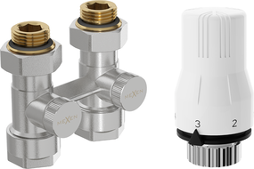 Mexen G02 dviejų vamzdžių DN50 termostatinis komplektas, tiesus 1/2"x16 mm, nikelis - W912-016-928-01
