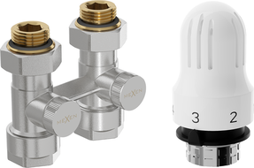 Mexen G04 dviejų vamzdžių termostatinių vožtuvų komplektas DN50, tiesus 1/2"x16 mm, nikelis - W912-016-948-01