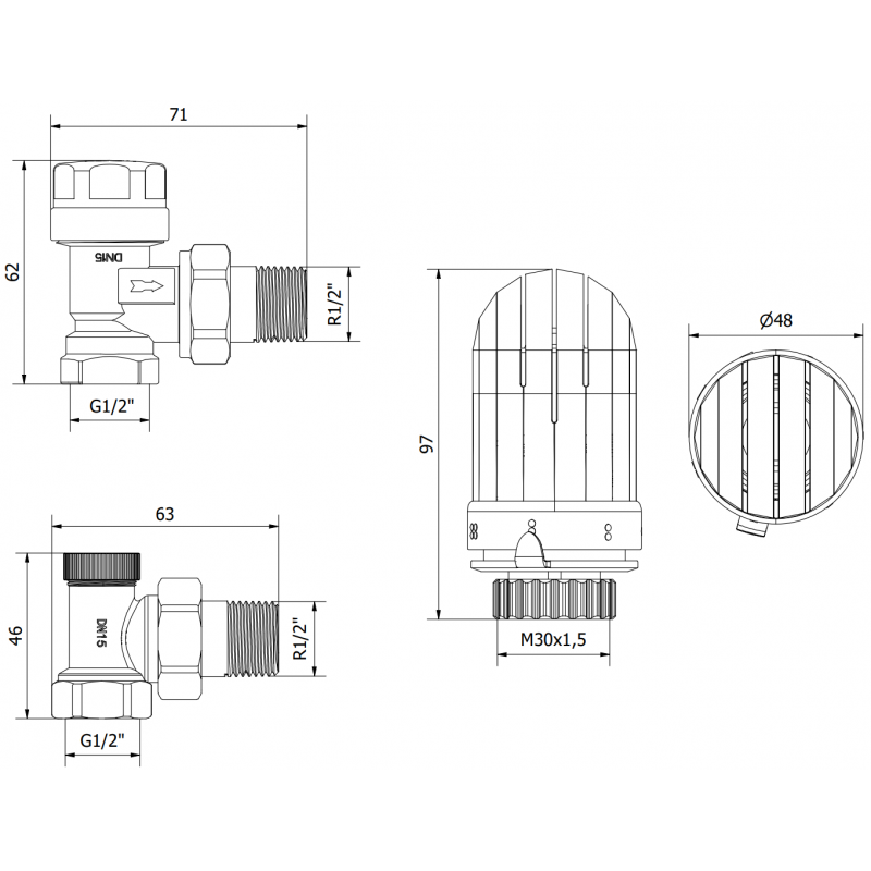 Mexen G03 kampas termostatinis komplektas, nikeliuotas - W913-012-938-01