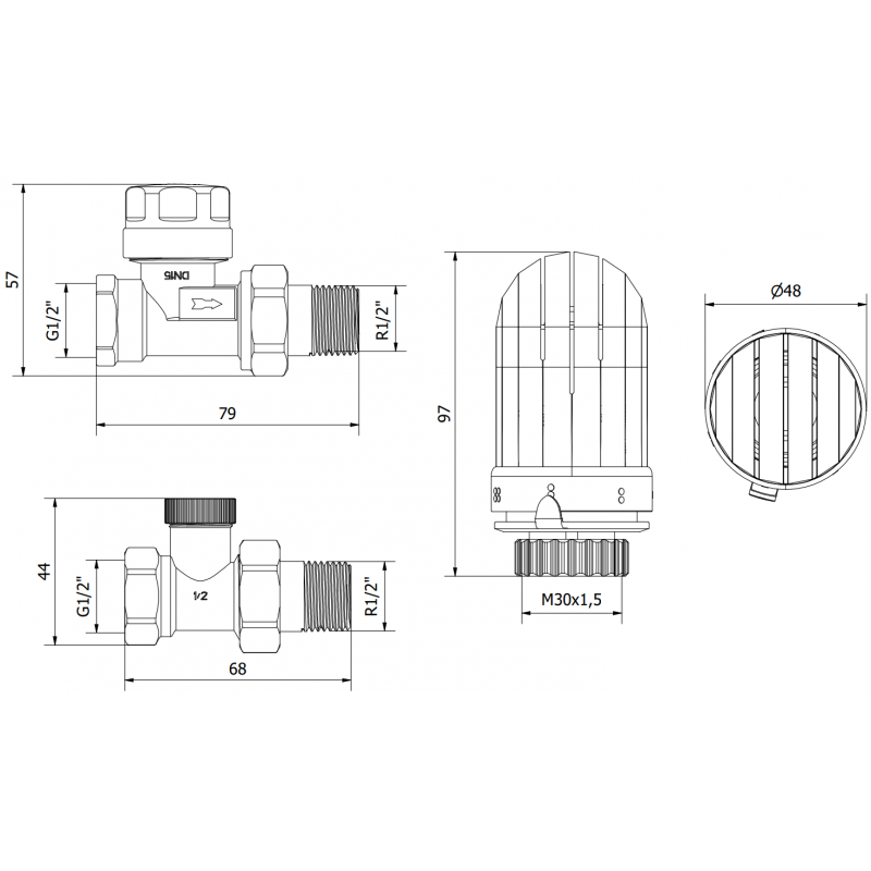 Mexen G03 tiesus termostatinis komplektas, nikelis - W914-012-938-01