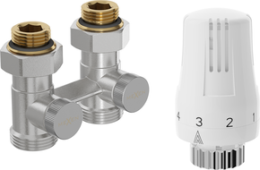 Mexen G01 dviejų vamzdžių termostatinis rinkinys DN50, tiesus 1/2"x3/4", nikelis - W912-012-918-01