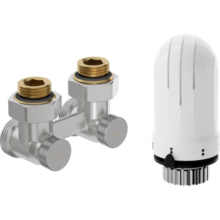 Mexen G03 dvivamzdis termostatinis komplektas DN50, kampinis 1/2"x3/4", nikelis - W911-012-938-01