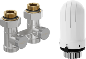 Mexen G03 dviejų vamzdžių DN50 termostatinis rinkinys, tiesus 1/2"x3/4", nikelis - W912-012-938-01