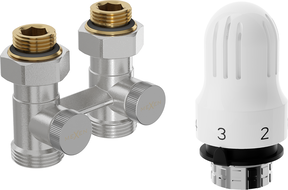 Mexen G04 dviejų vamzdžių termostatinis rinkinys DN50, tiesus 1/2"x3/4", nikelis - W912-012-948-01