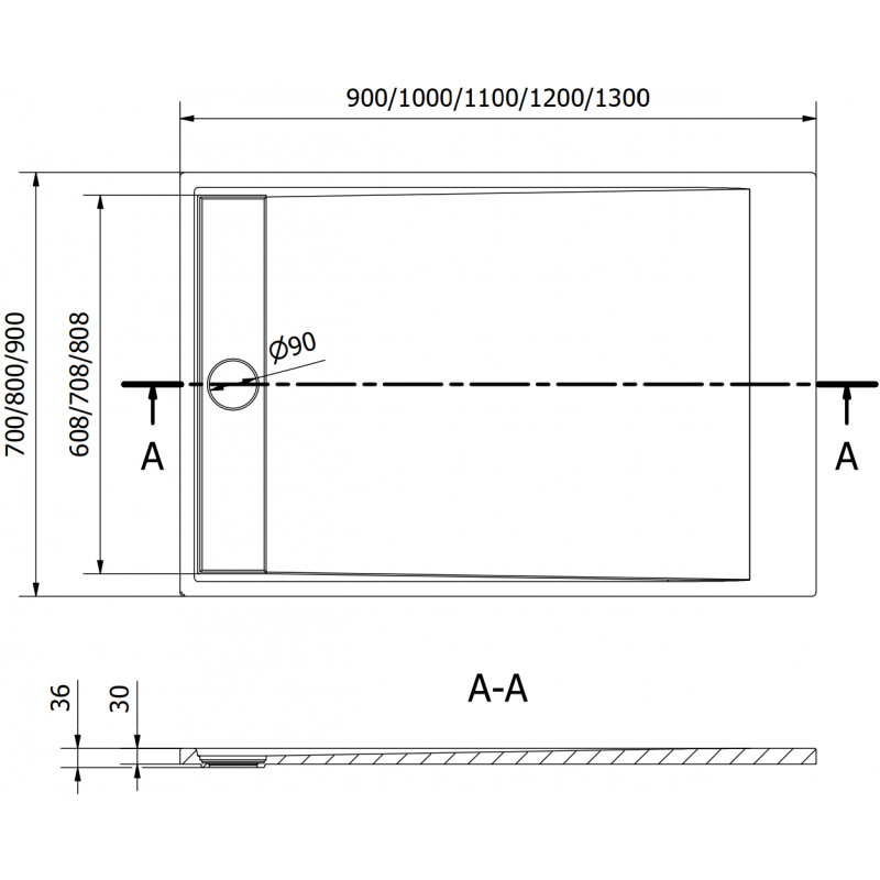 Mexen Amon stačiakampė SMC 120 x 90 cm dušo padėklas, juodas - 4F709012
